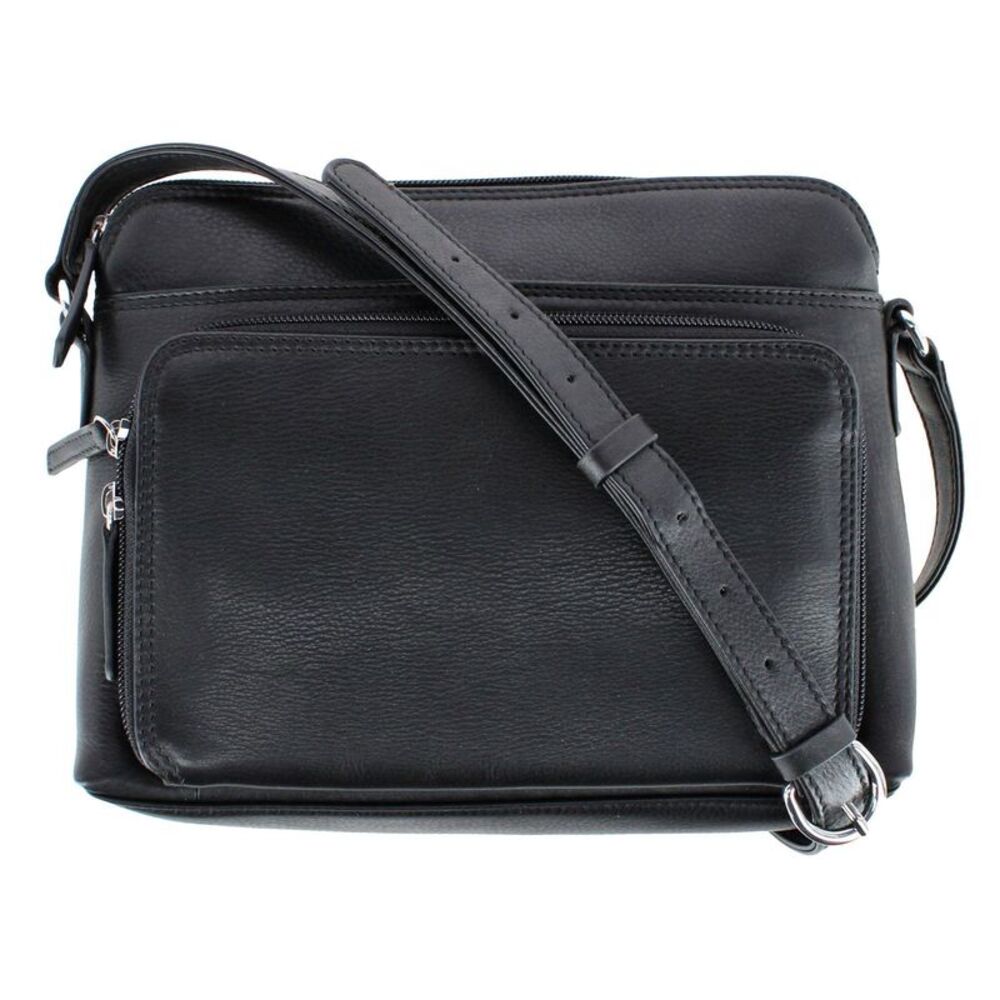 CTM Women's Leather Shoulder Bag Purse with Side Organizer
